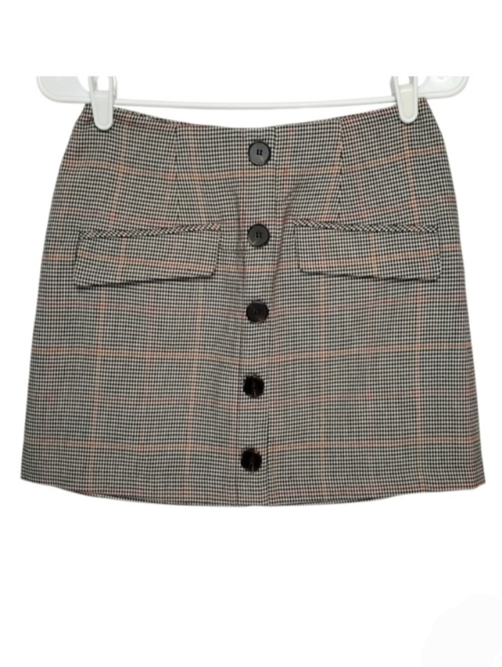 2474 * Forever 21 Contemporary Houndstooth Print Mini Skirt Black White Size S